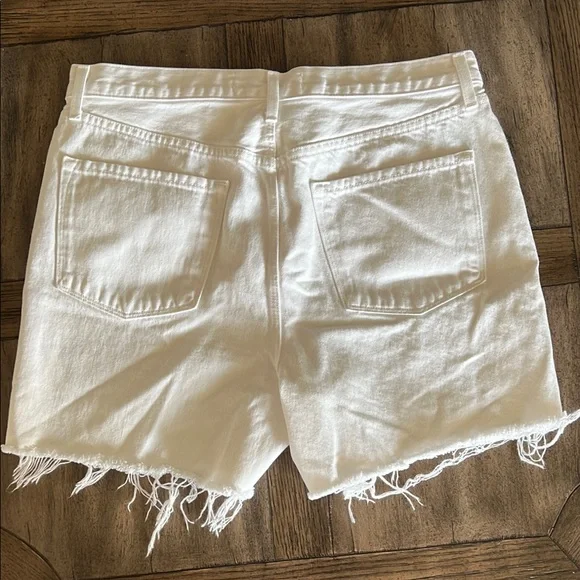 J Brand High Rise White Button Billey Jean Shorts with Frayed Hem - Picture 2 of 7